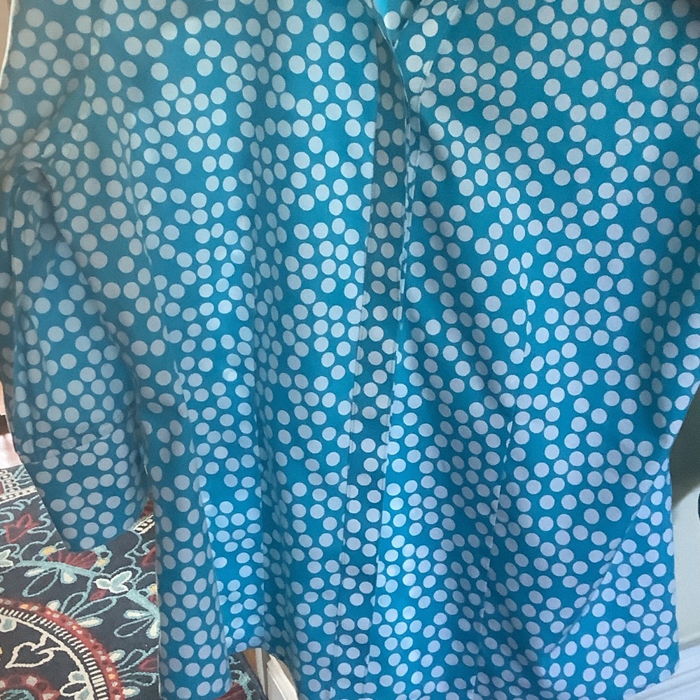 Chico's Turquoise and White Polka Dot Top - Picture 4 of 8